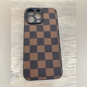 iPhone 16 pro max Checkered Brown and Black Phone Case